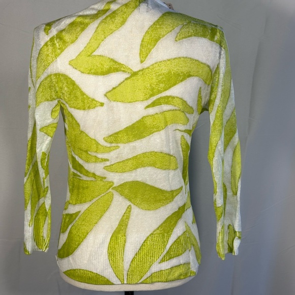 NIC+ZOE Green and White Meadow Mix 4 way Cardigan Sweater XS - Picture 2 of 9
